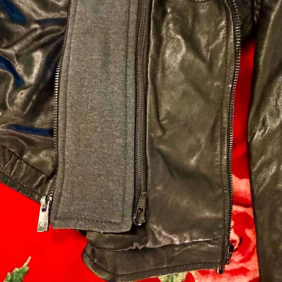 Bod & Christensen Amber Black Leather Moto Jacket w/ Removable Hoodie MSRP $590 - Picture 9 of 16